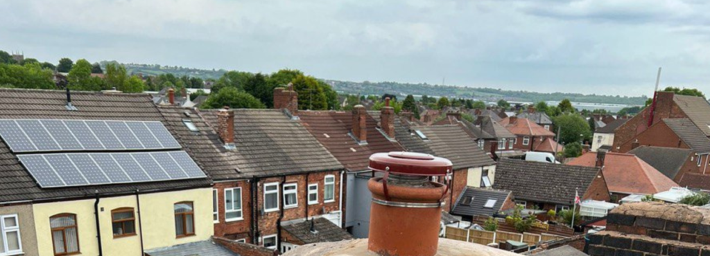 This is a photo taken from a roof which is being repaired by LJ Roofing Wroughton, it shows a street of houses, and their roofs